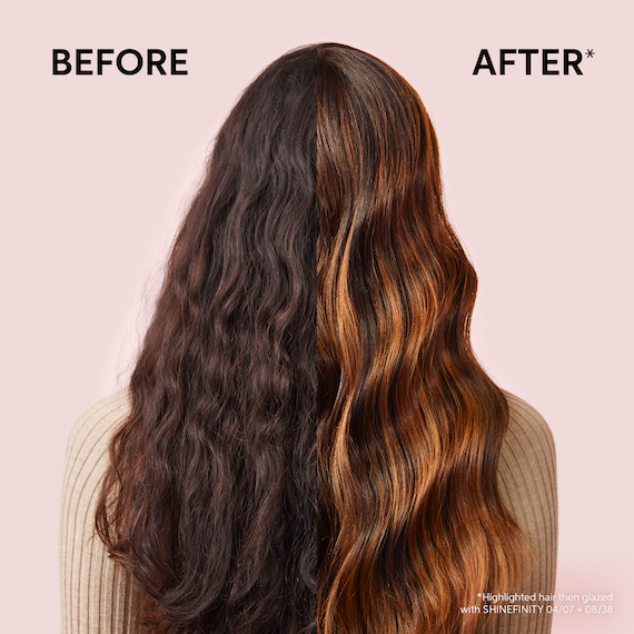 shinefinity glaze before and after brunette auburn